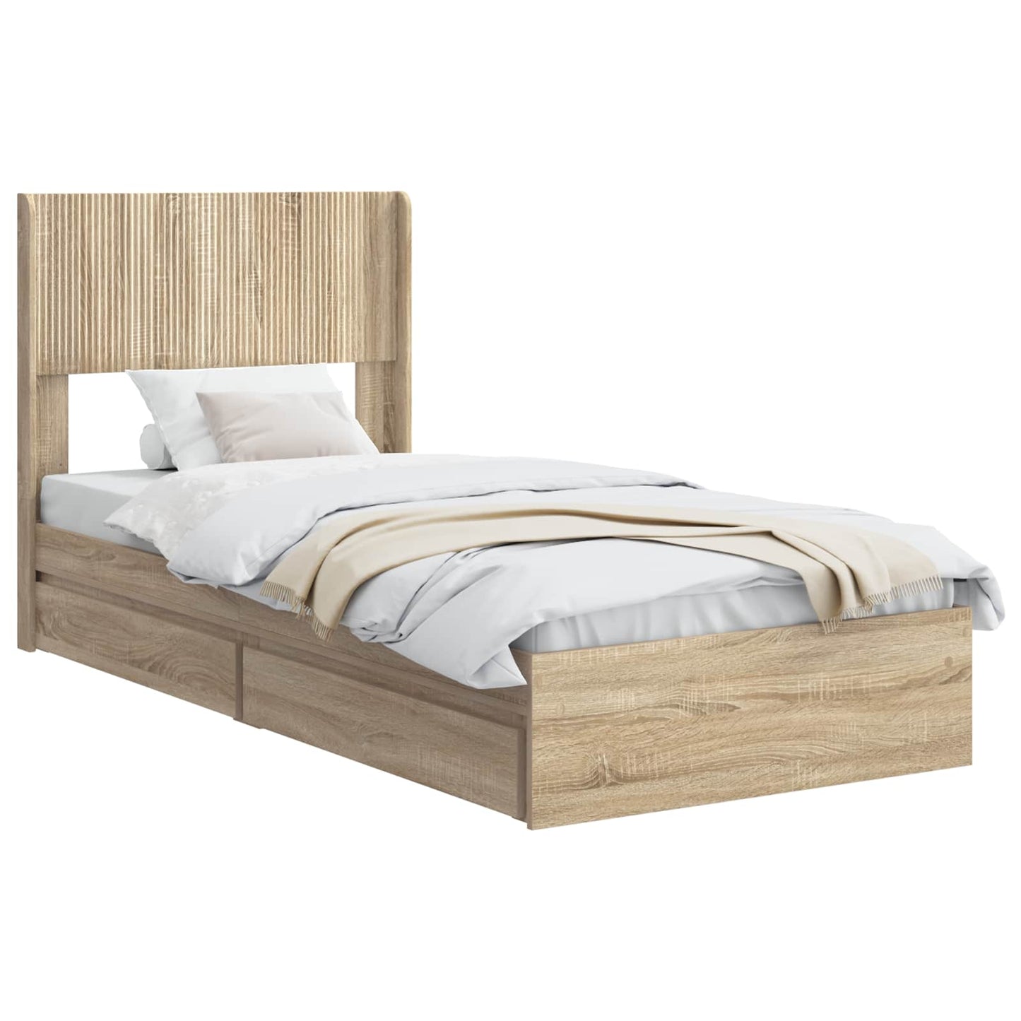 Bed Frame with Storage and Headboard Sonoma Oak 75 x 190 cm