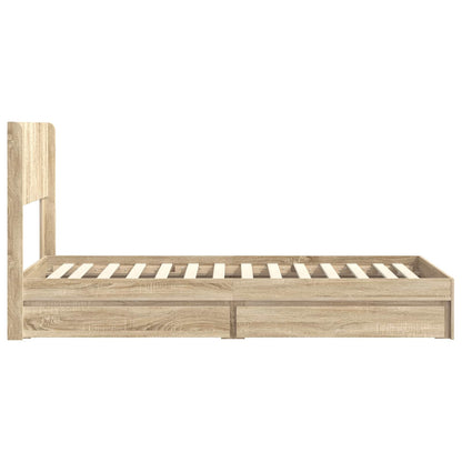 Bed Frame with Storage and Headboard Sonoma Oak 75 x 190 cm