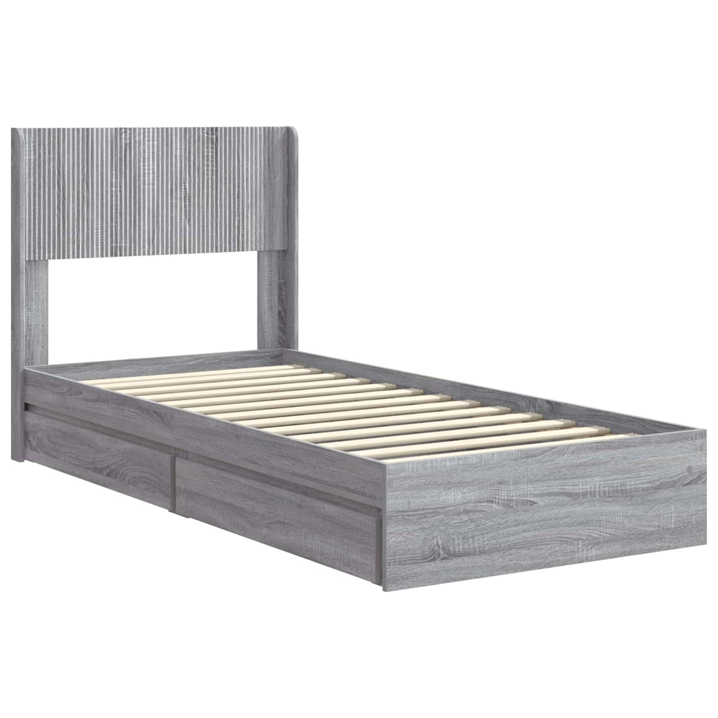 Bed Frame with Storage and Headboard Grey Sonoma 75 x 190 cm