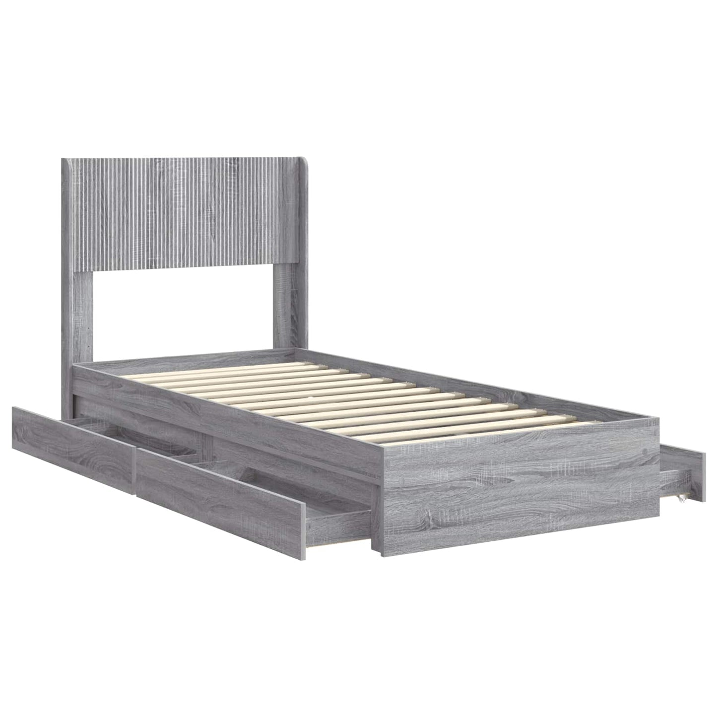 Bed Frame with Storage and Headboard Grey Sonoma 75 x 190 cm