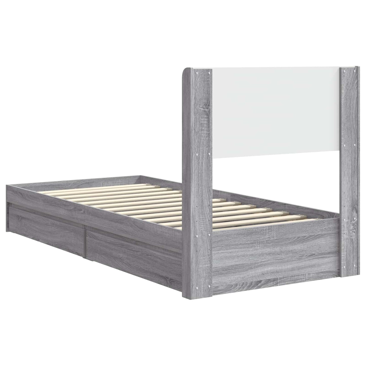 Bed Frame with Storage and Headboard Grey Sonoma 75 x 190 cm