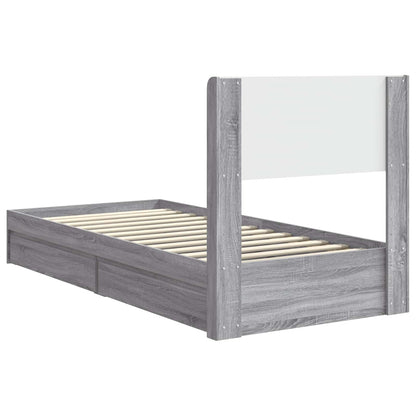 Bed Frame with Storage and Headboard Grey Sonoma 75 x 190 cm