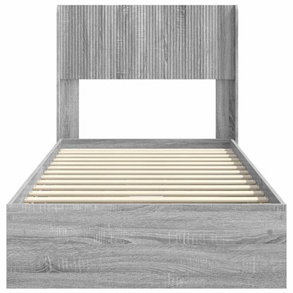Bed Frame with Storage and Headboard Grey Sonoma 75 x 190 cm