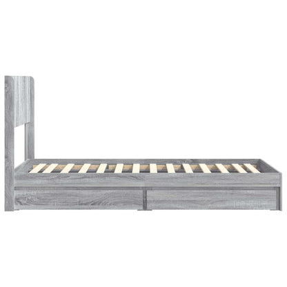 Bed Frame with Storage and Headboard Grey Sonoma 75 x 190 cm
