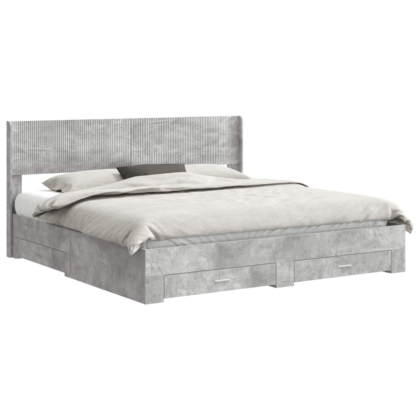 Bed Frame with Storage and Headboard Concrete Grey