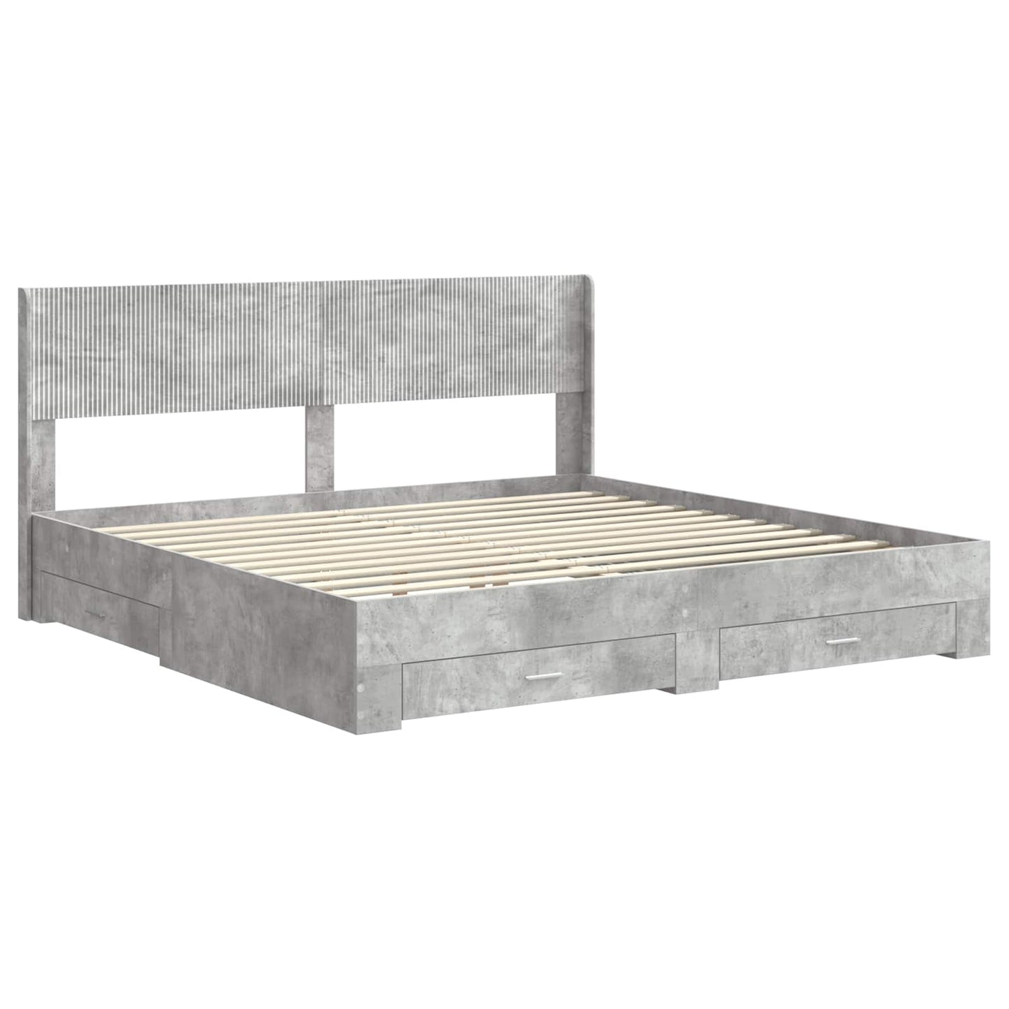 Bed Frame with Storage and Headboard Concrete Grey