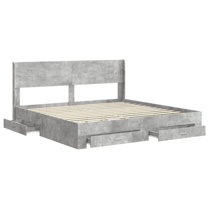 Bed Frame with Storage and Headboard Concrete Grey