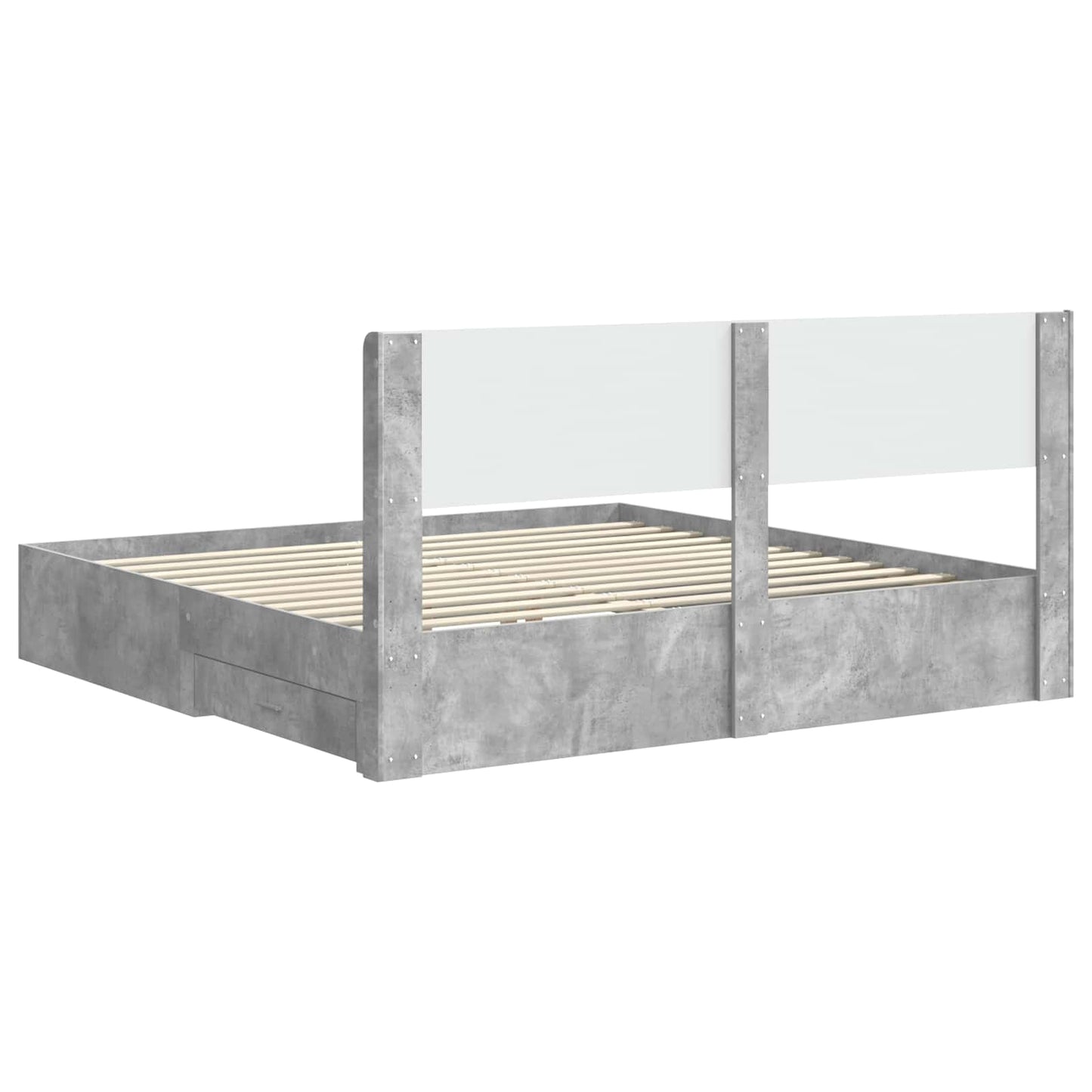 Bed Frame with Storage and Headboard Concrete Grey