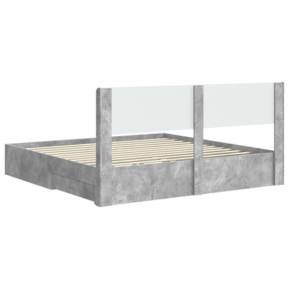 Bed Frame with Storage and Headboard Concrete Grey