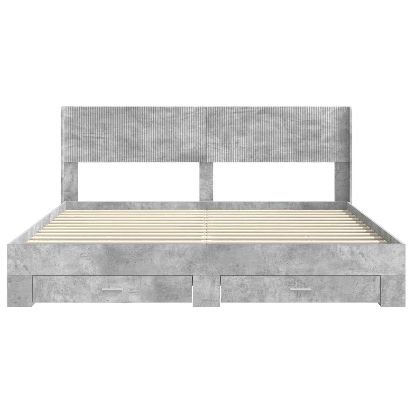 Bed Frame with Storage and Headboard Concrete Grey