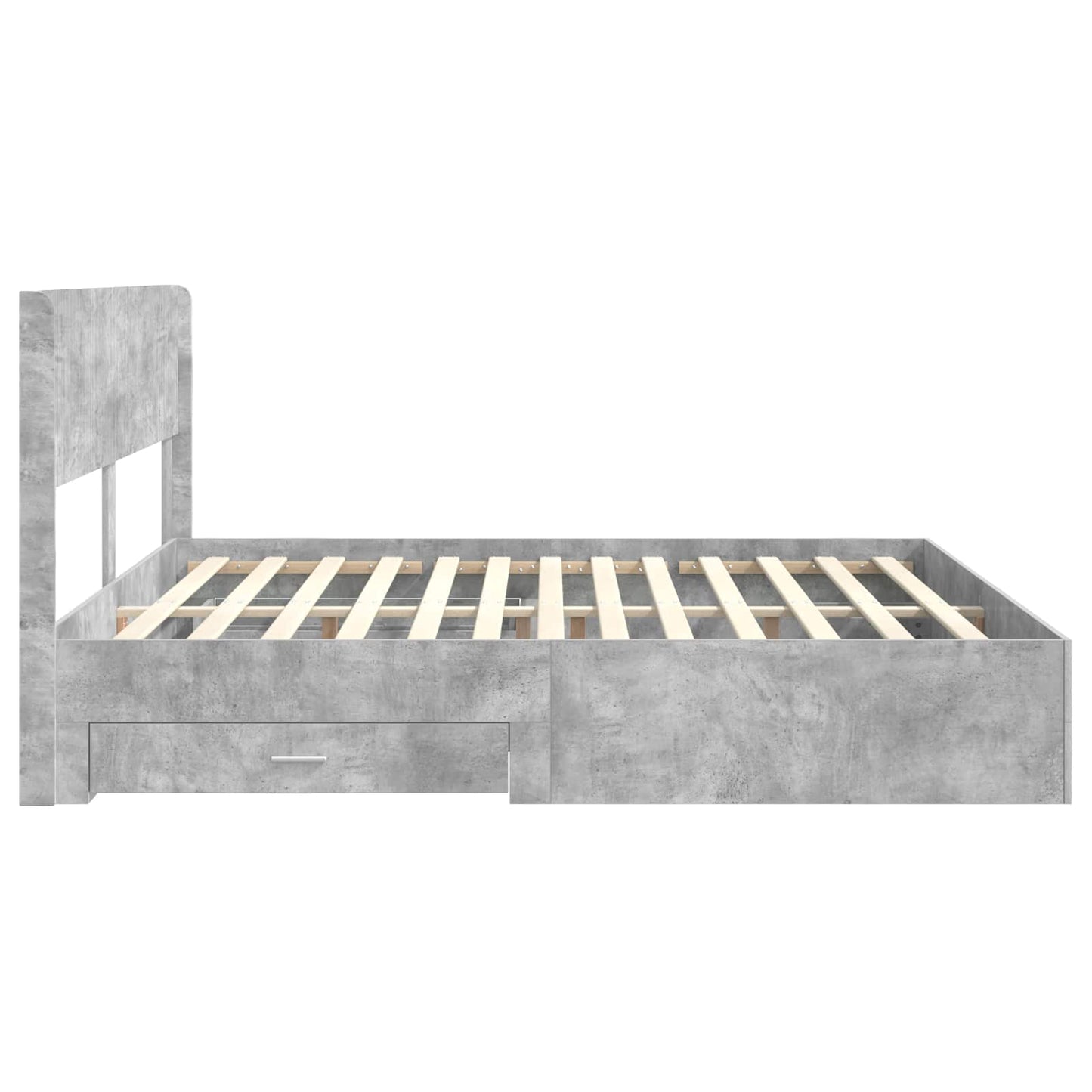 Bed Frame with Storage and Headboard Concrete Grey