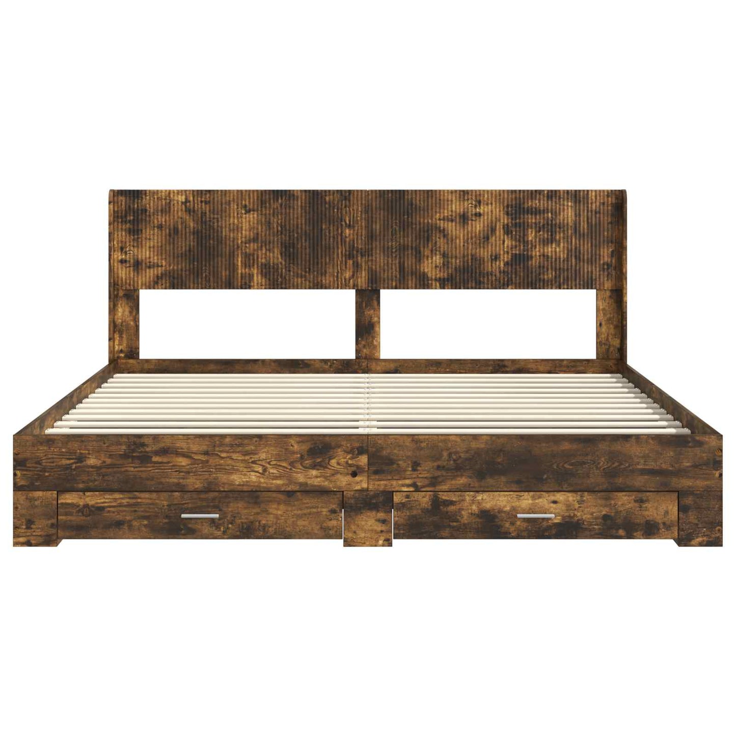 Bed Frame with Storage and Headboard Smoked Oak Engineered Wood