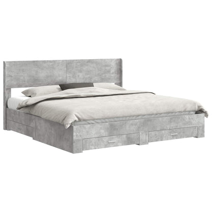 Bed Frame with Storage and Headboard Concrete Grey 180 x 200 cm