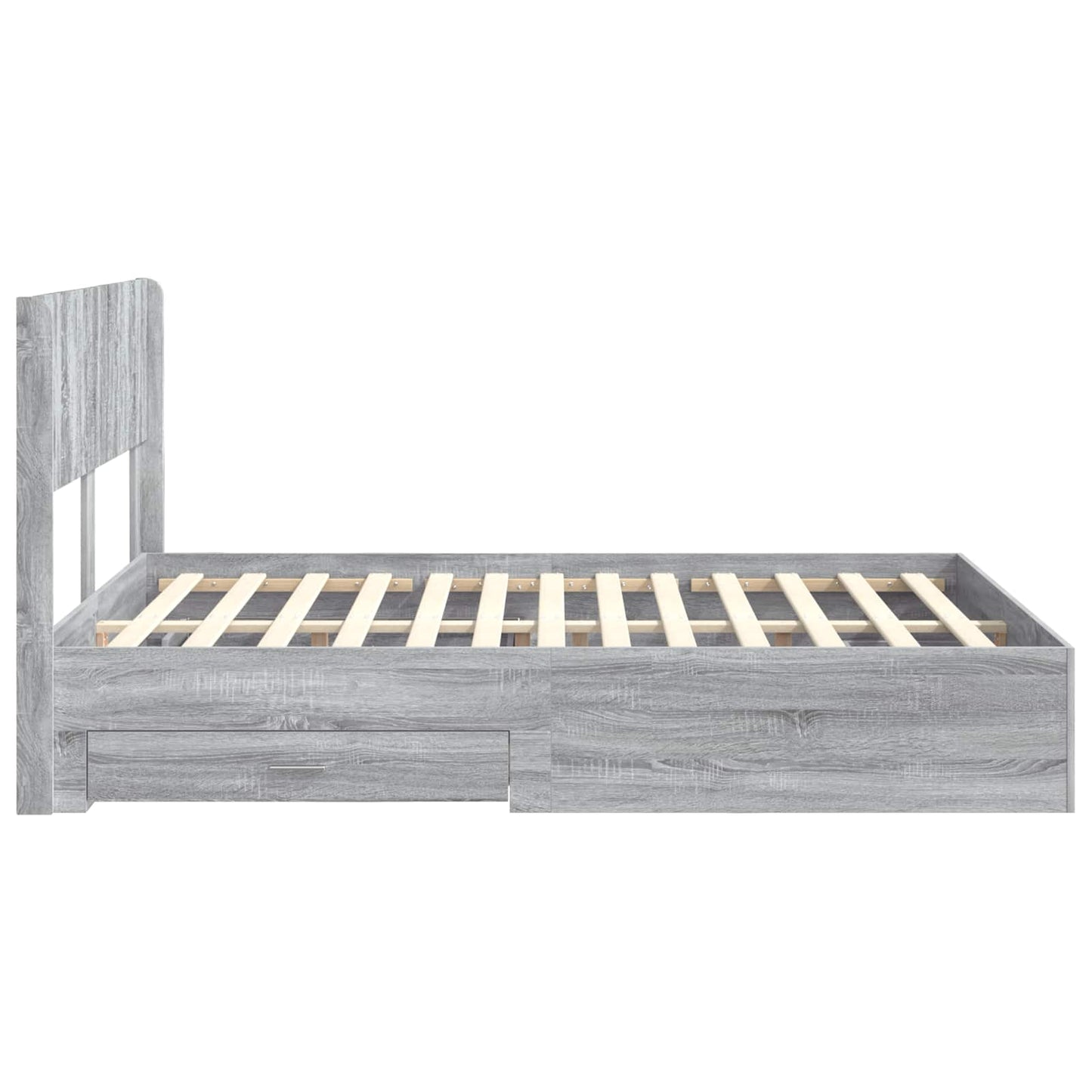 Bed Frame with Storage and Headboard Grey Sonoma