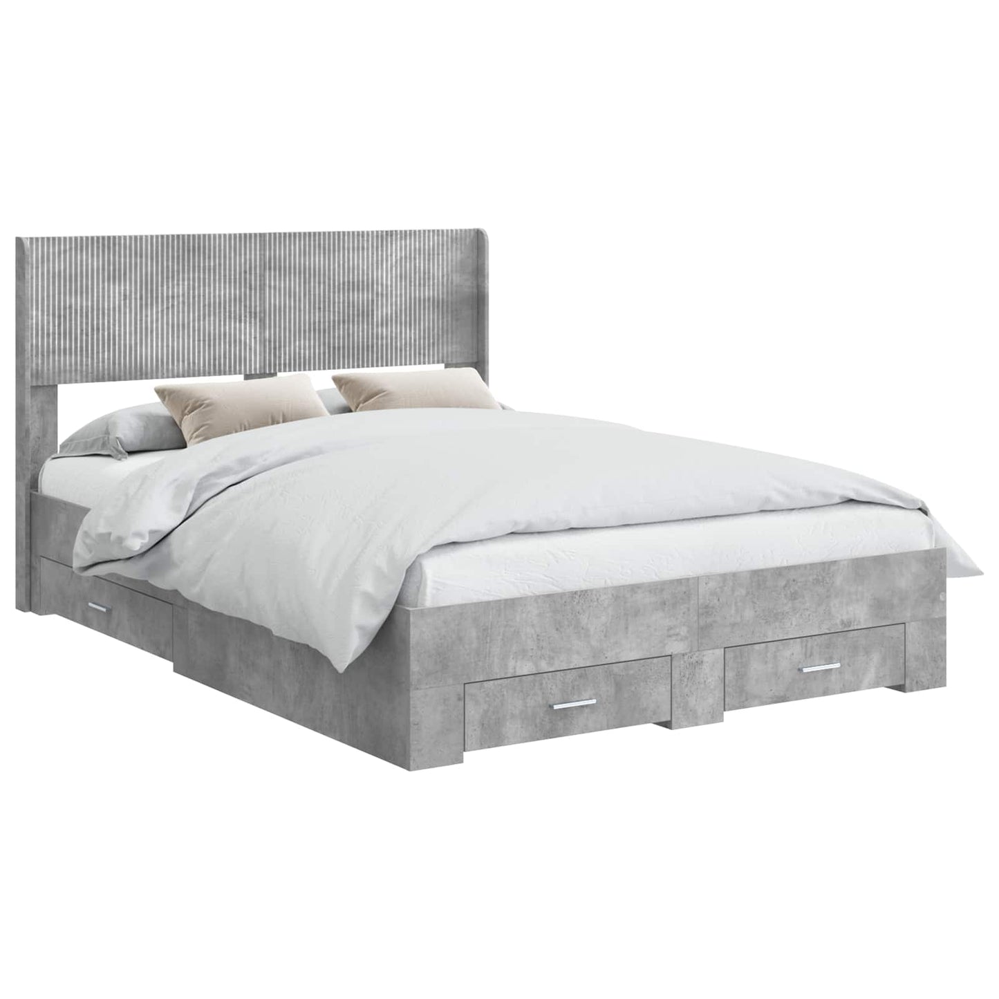 Bed Frame with Storage and Headboard Concrete Grey 150 x 200 cm