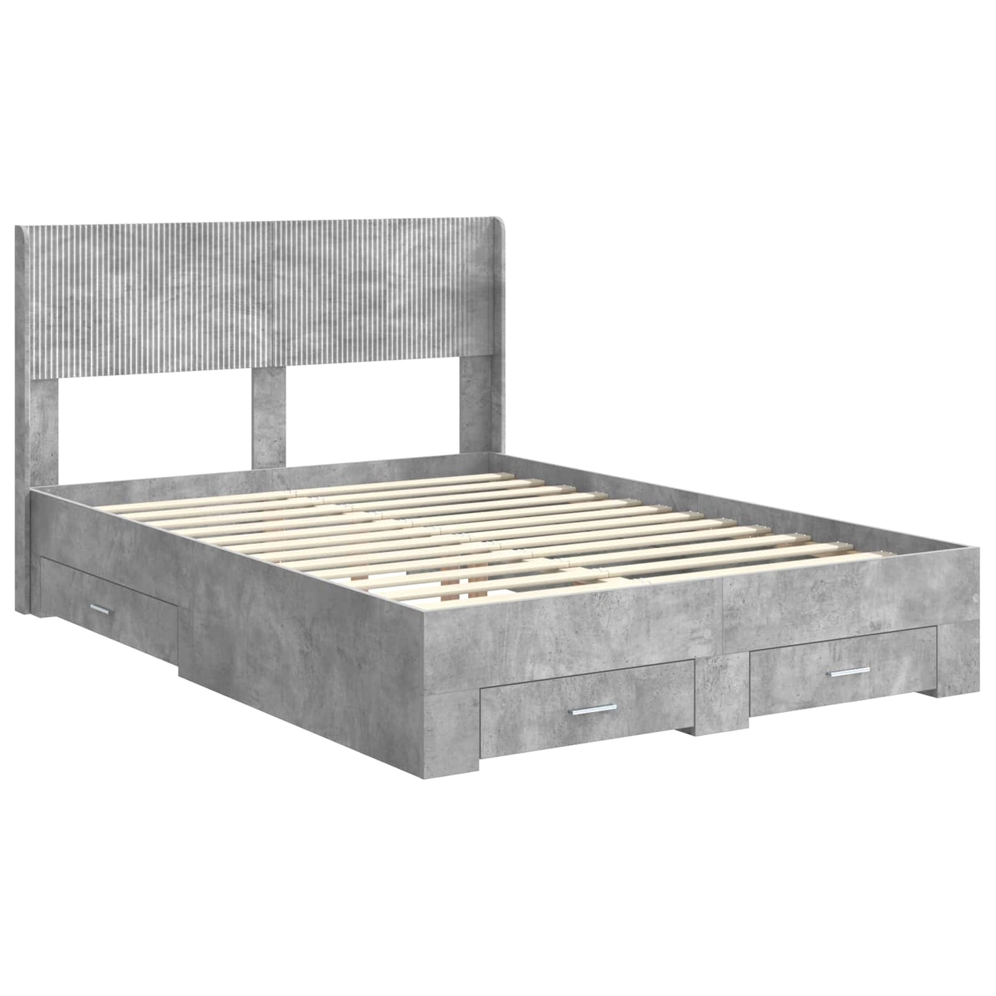 Bed Frame with Storage and Headboard Concrete Grey 150 x 200 cm