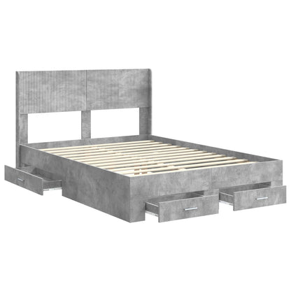 Bed Frame with Storage and Headboard Concrete Grey 150 x 200 cm