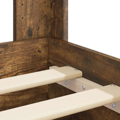 Bed Frame with Storage and Headboard Smoked Oak 150 x 200 cm