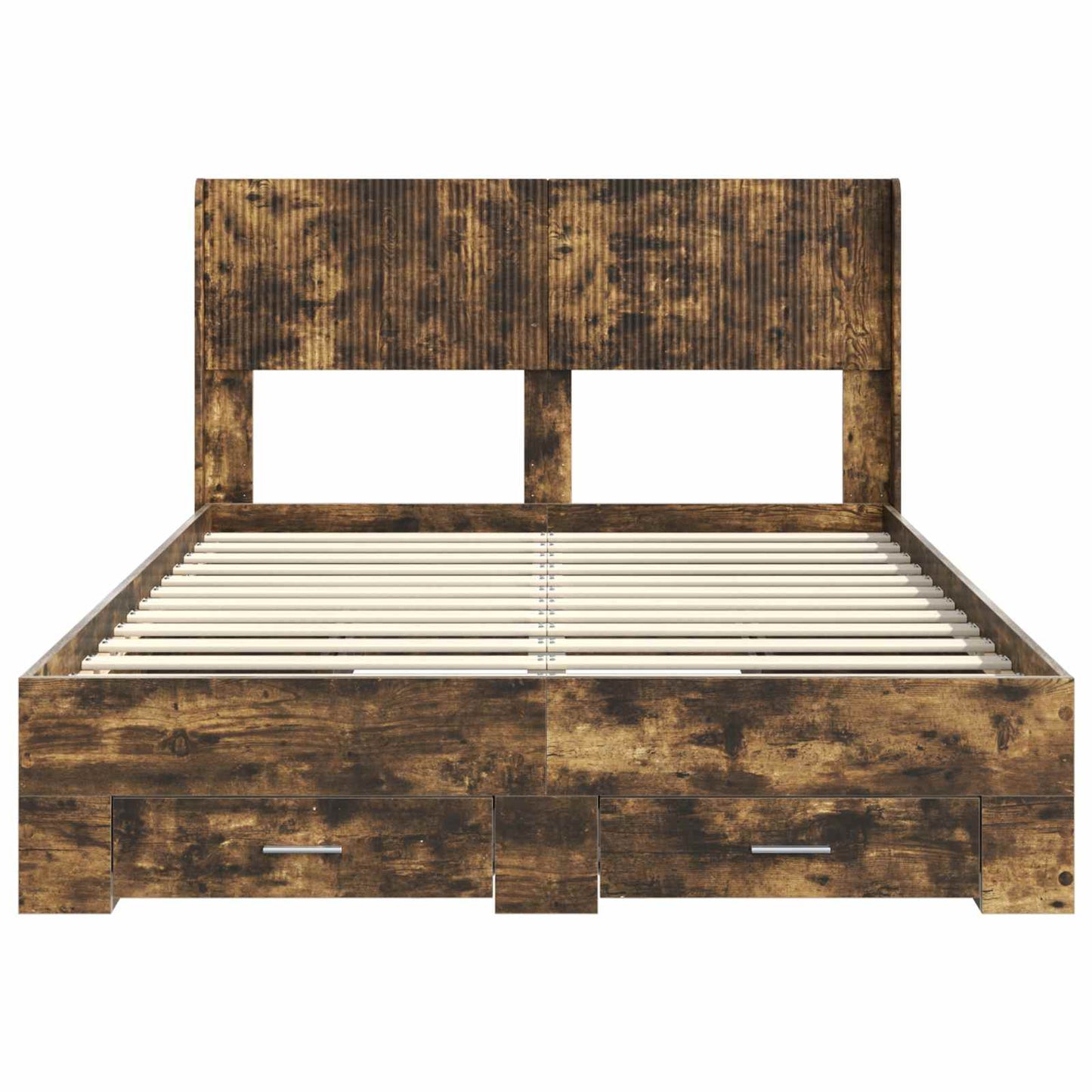 Bed Frame with Storage and Headboard Smoked Oak 150 x 200 cm