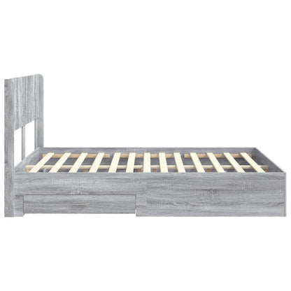Bed Frame with Storage and Headboard Grey Sonoma 140 x 190 cm