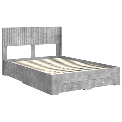 Bed Frame with Storage and Headboard Concrete Grey 135 x 190 cm