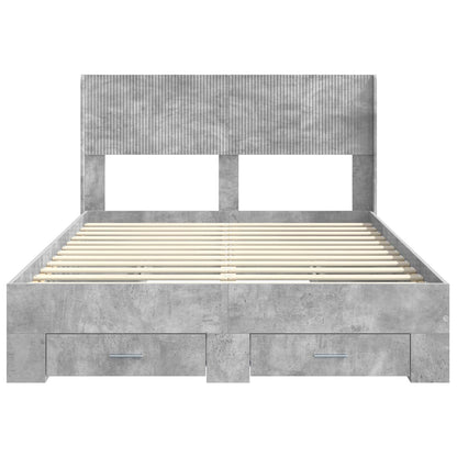 Bed Frame with Storage and Headboard Concrete Grey 135 x 190 cm