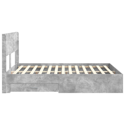 Bed Frame with Storage and Headboard Concrete Grey 135 x 190 cm
