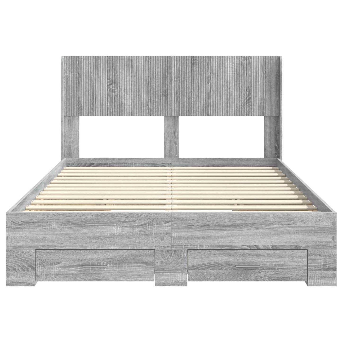 Bed Frame with Storage and Headboard Grey Sonoma 135 x 190 cm