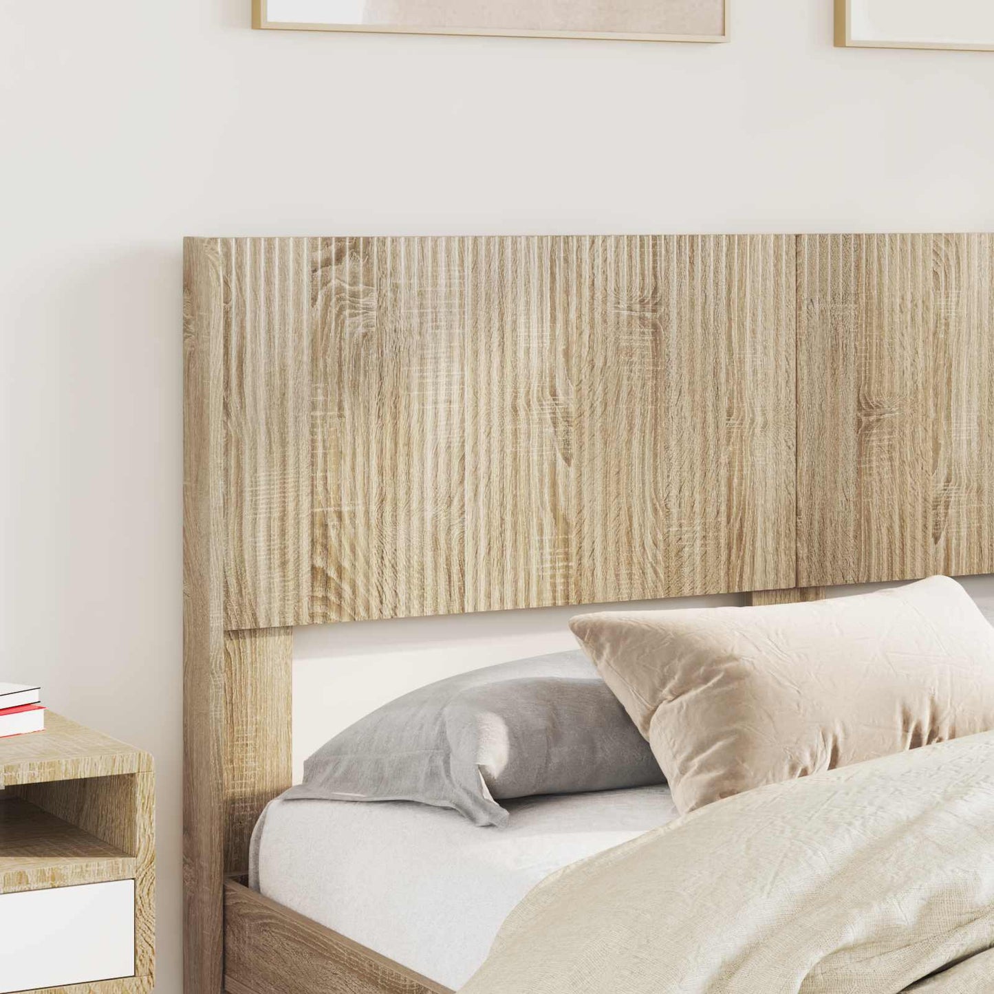 Bed Frame with Storage and Headboard Sonoma Oak Engineered Wood