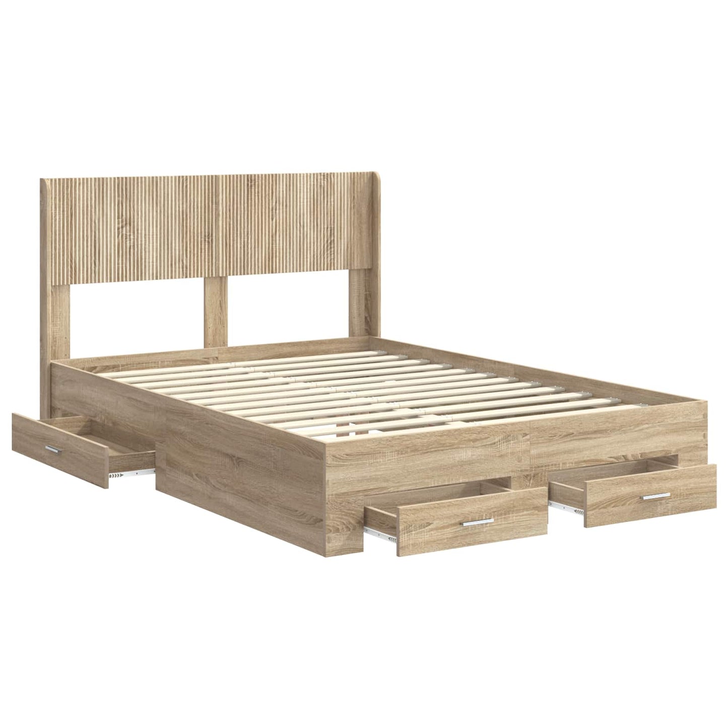 Bed Frame with Storage and Headboard Sonoma Oak Engineered Wood