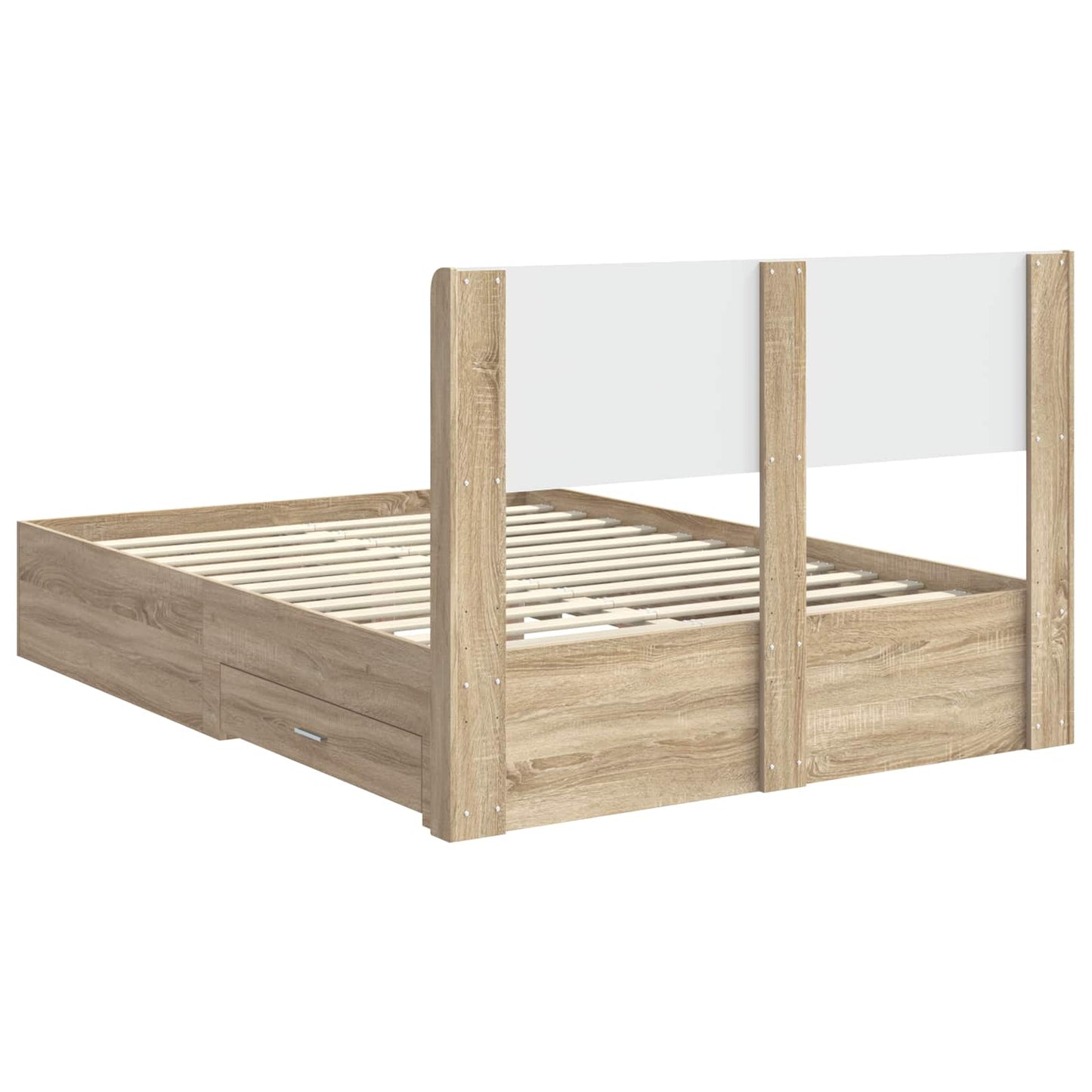 Bed Frame with Storage and Headboard Sonoma Oak Engineered Wood