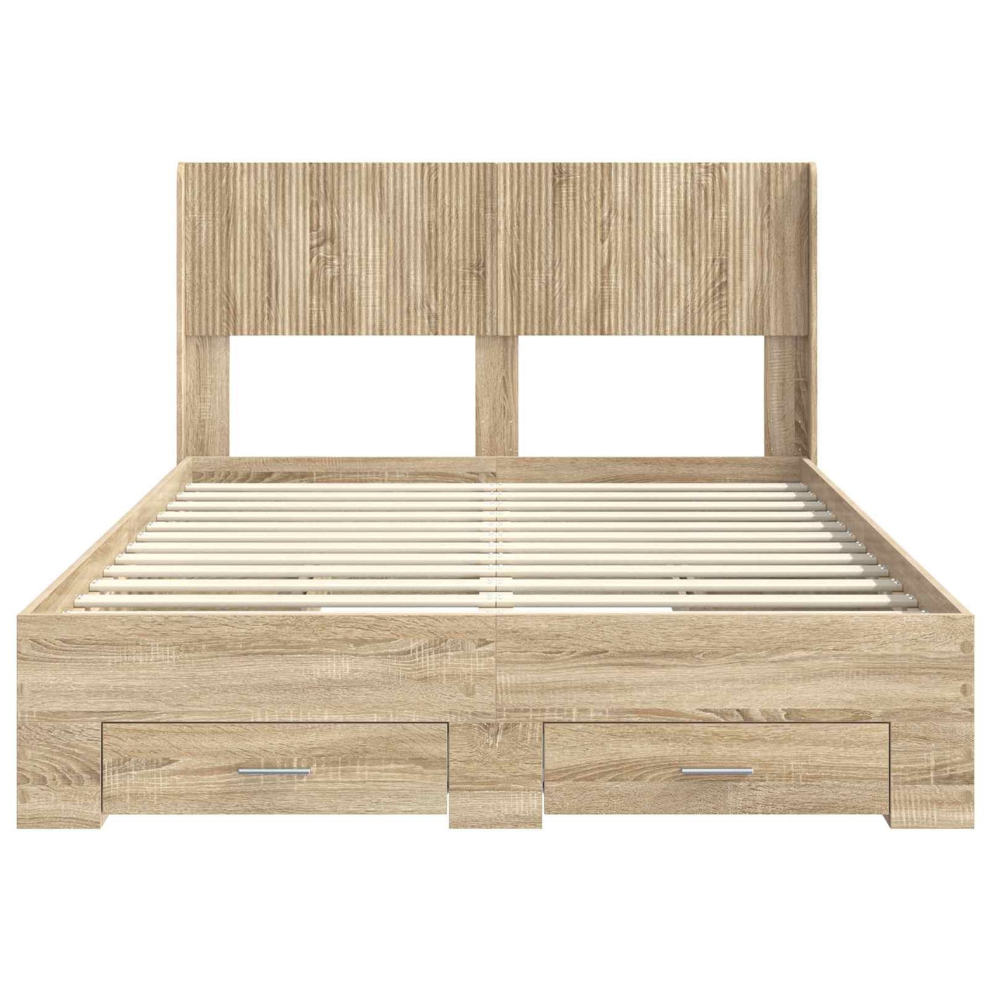 Bed Frame with Storage and Headboard Sonoma Oak Engineered Wood
