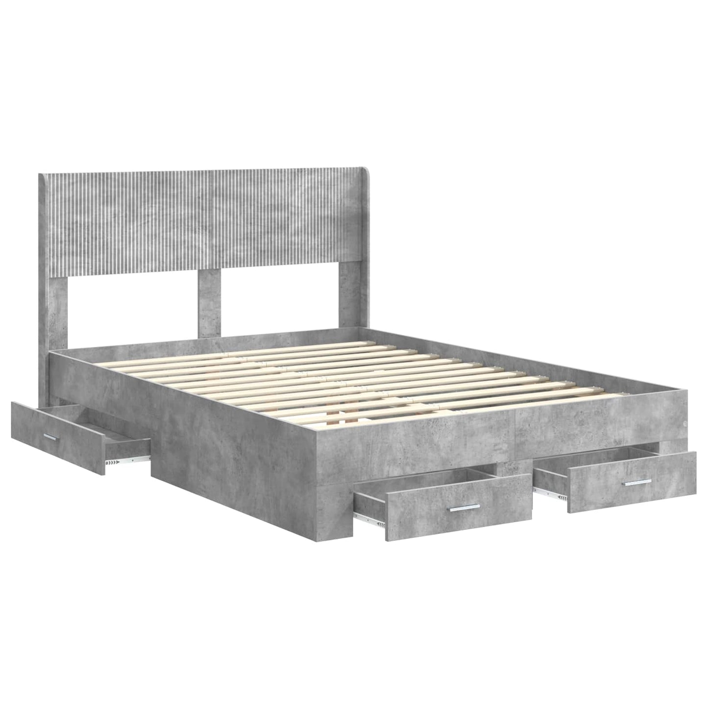 Bed Frame with Storage and Headboard Concrete Grey 120 x 200 cm