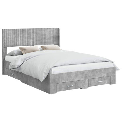 Bed Frame with Storage and Headboard Concrete Grey 120 x 190 cm