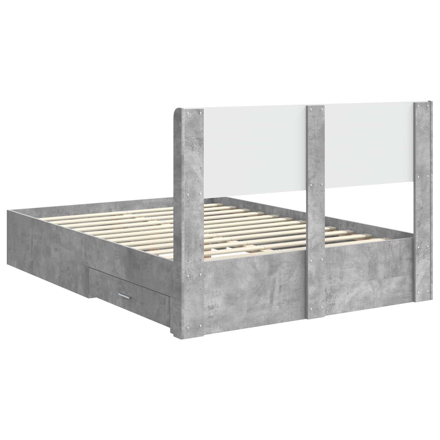 Bed Frame with Storage and Headboard Concrete Grey 120 x 190 cm