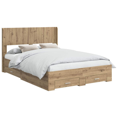 Bed Frame with Storage and Headboard Artisan Oak 120 x 190 cm