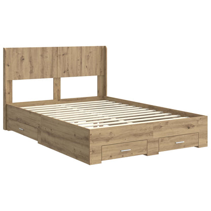 Bed Frame with Storage and Headboard Artisan Oak 120 x 190 cm