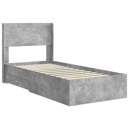 Bed Frame with Storage and Headboard Concrete Grey 100 x 200 cm