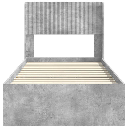 Bed Frame with Storage and Headboard Concrete Grey 100 x 200 cm