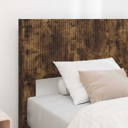 Bed Frame with Storage and Headboard Smoked Oak 100 x 200 cm