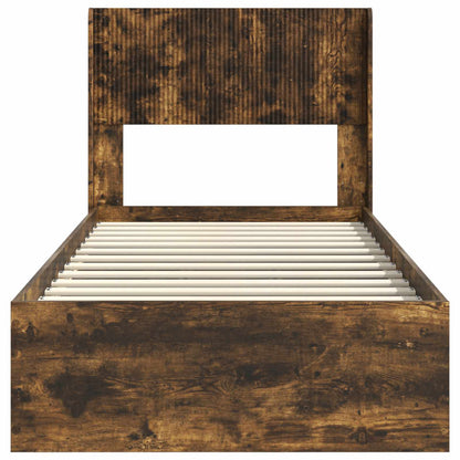 Bed Frame with Storage and Headboard Smoked Oak 100 x 200 cm