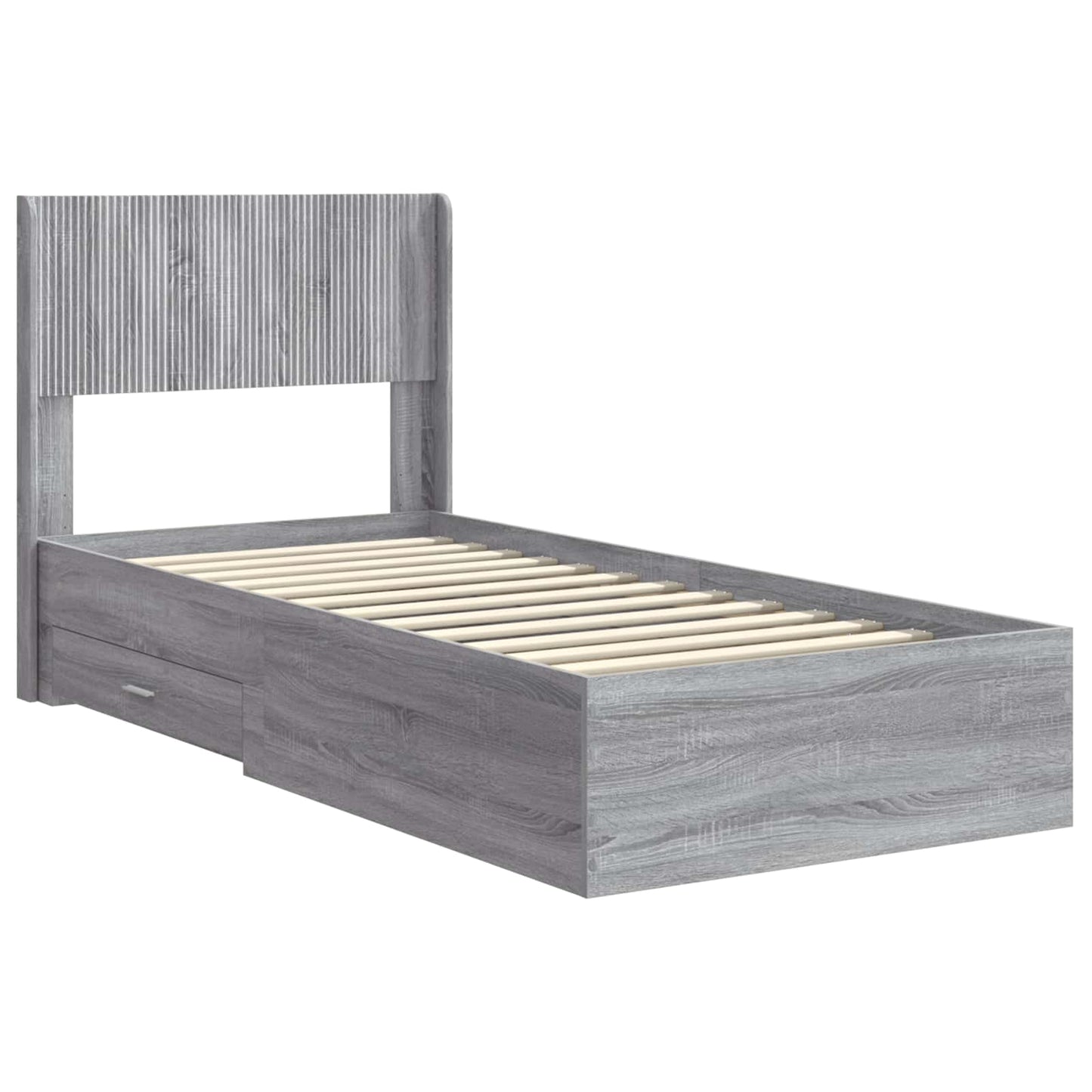 Bed Frame with Storage and Headboard Grey Sonoma 100 x 200 cm
