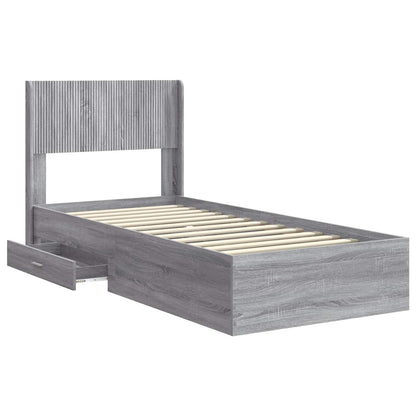 Bed Frame with Storage and Headboard Grey Sonoma 100 x 200 cm
