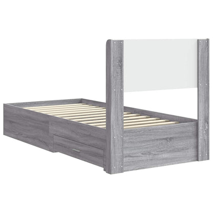 Bed Frame with Storage and Headboard Grey Sonoma 100 x 200 cm
