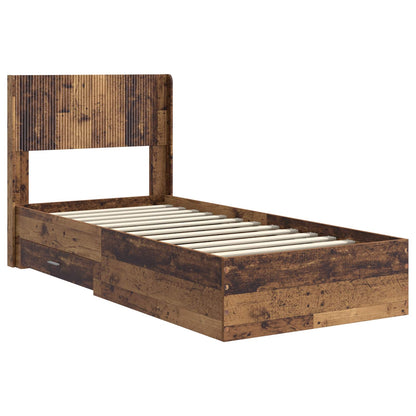 Bed Frame with Storage and Headboard Old Wood 100 x 200 cm