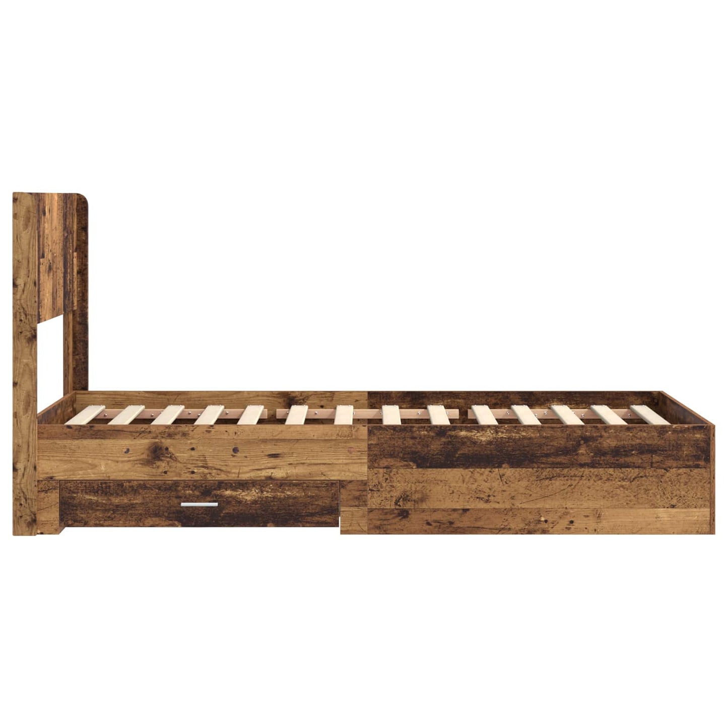 Bed Frame with Storage and Headboard Old Wood 100 x 200 cm