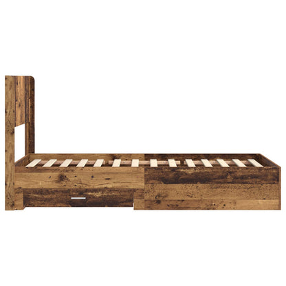 Bed Frame with Storage and Headboard Old Wood 100 x 200 cm