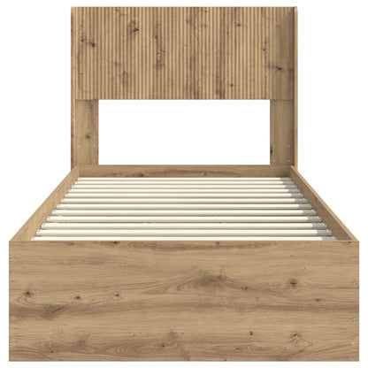 Bed Frame with Storage and Headboard Artisan Oak 100 x 200 cm