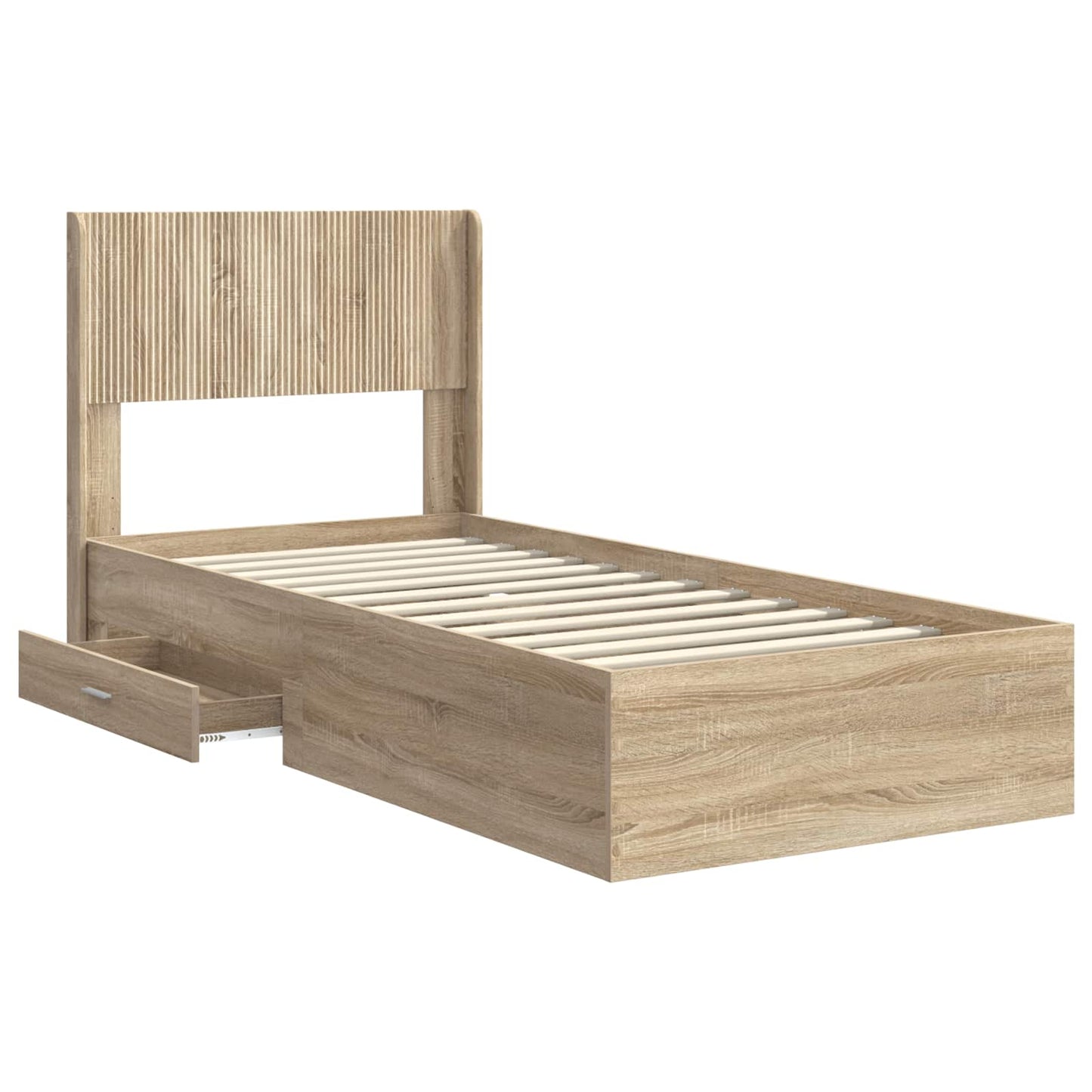Bed Frame with Storage and Headboard Sonoma Oak 90 x 200 cm