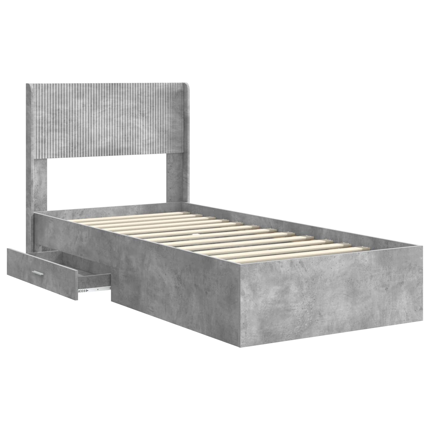 Bed Frame with Storage and Headboard Concrete Grey 90 x 200 cm